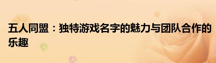 五人同盟：独特游戏名字的魅力与团队合作的乐趣-第1张图片-ZBLOG