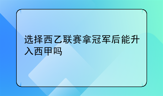 西乙联赛升西甲